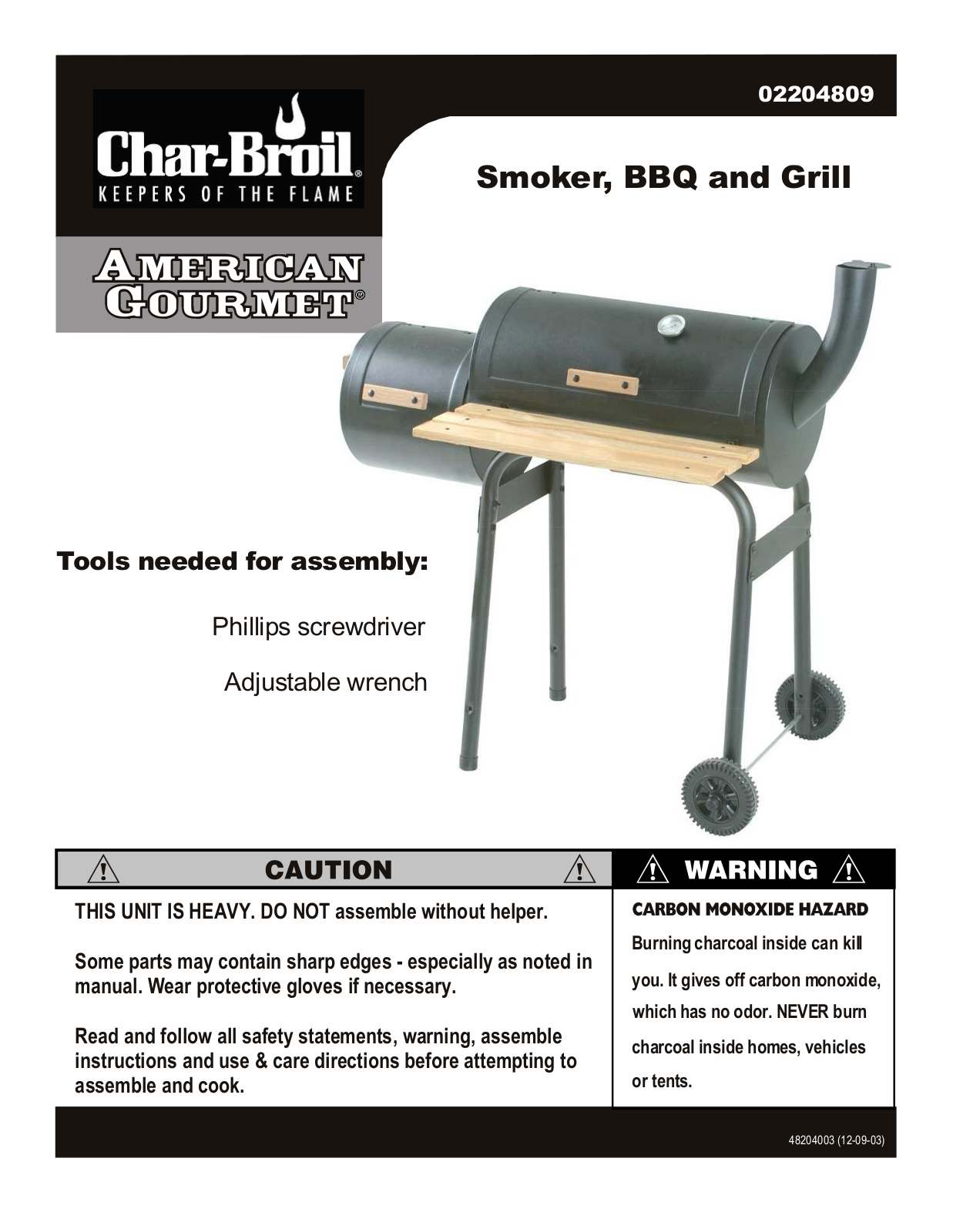 Charbroil 02204809 Owner's Manual