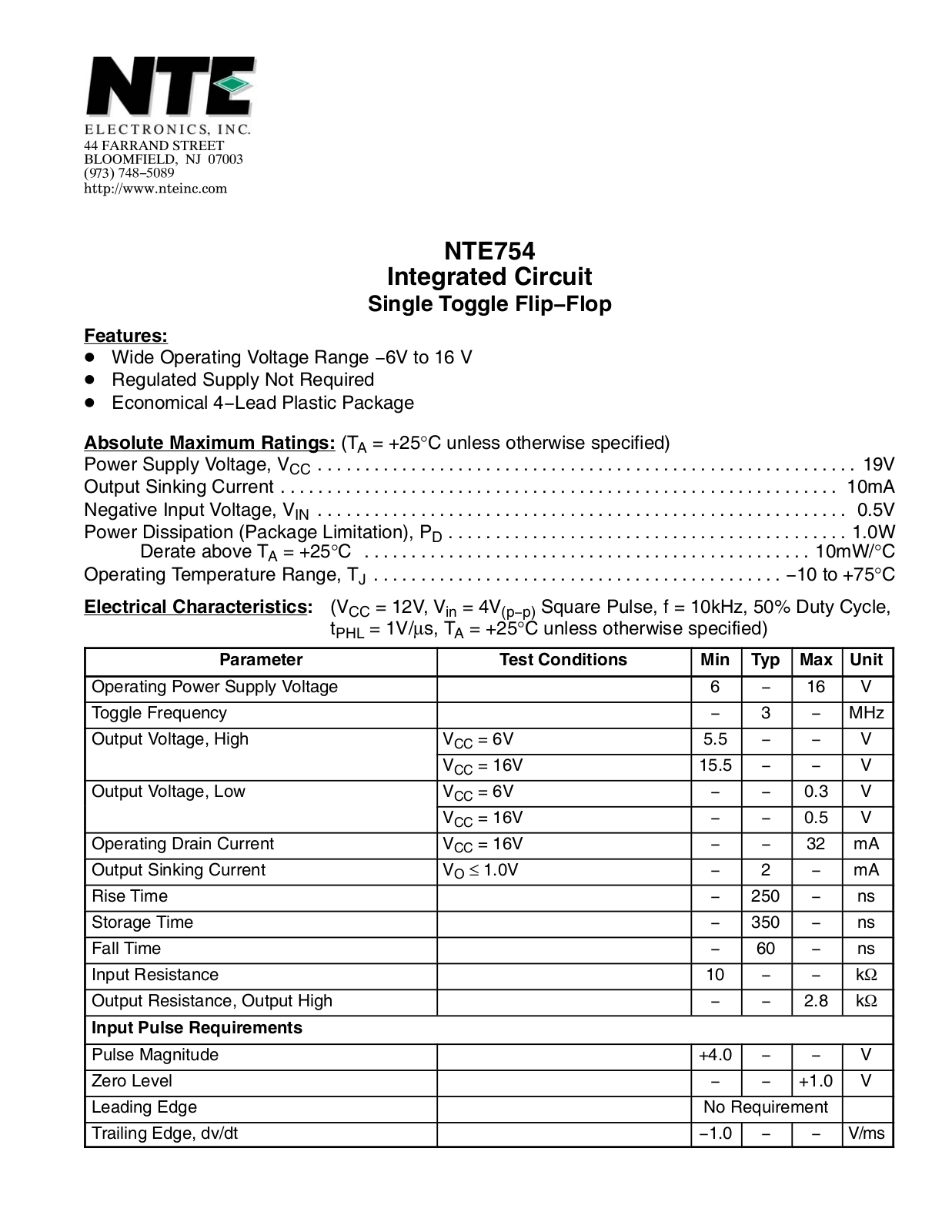 Datasheet ECG754 Specification - ManualMachine.com