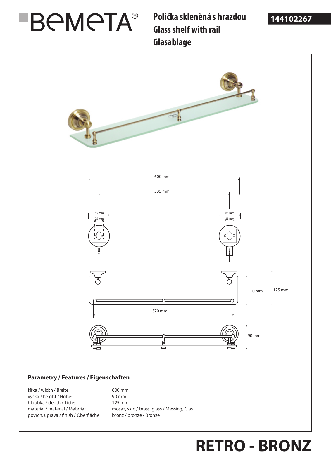 Bemeta RETRO - BRONZ 144102267 User guide