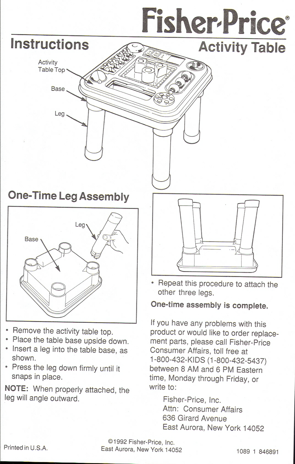 Fisher-Price 71089 Instruction Sheet