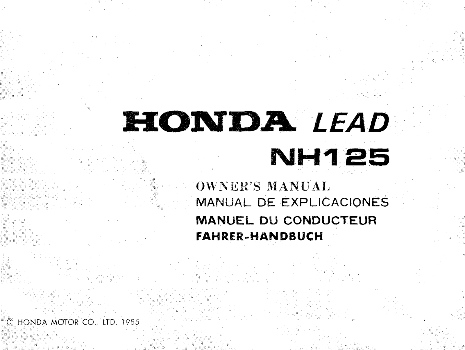 HONDA NH125 User Manual