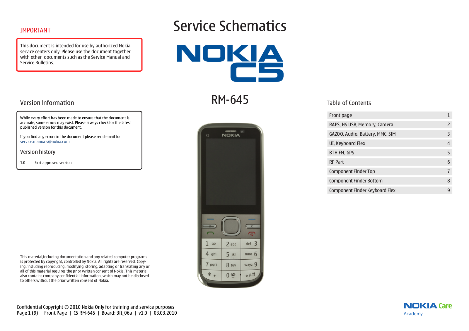 Nokia C5-00 RM-645 Schematic