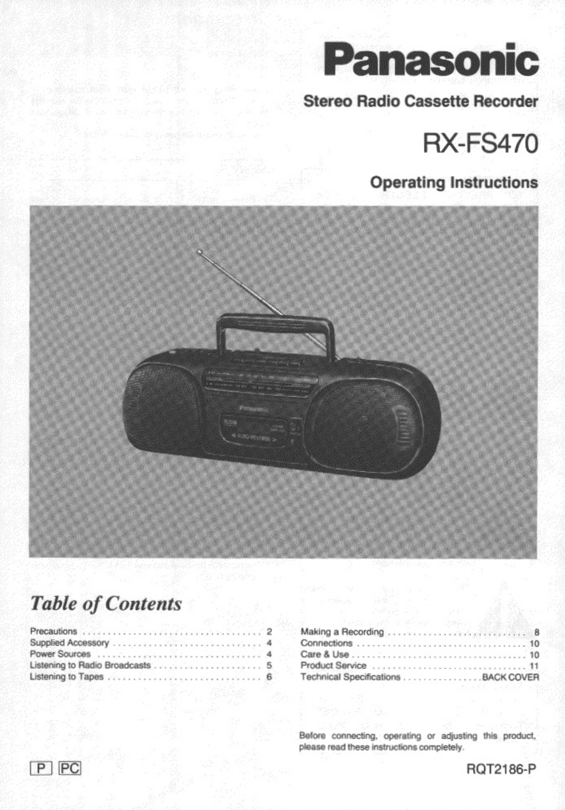 Panasonic RX-FS470 User Manual