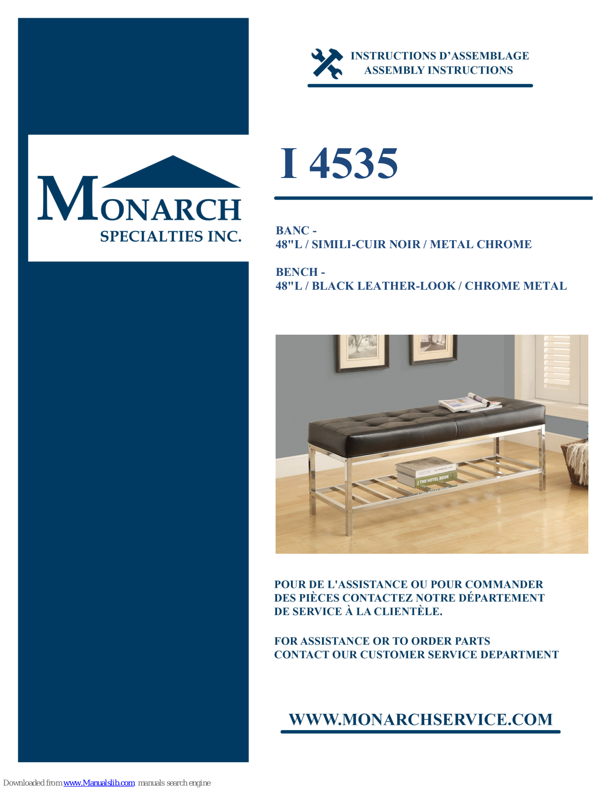 Monarch Specialties I 4535 Assembly Instructions Manual