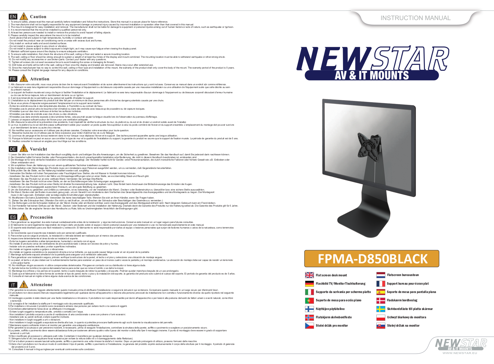 Newstar FPMA-D850BLACK User Manual