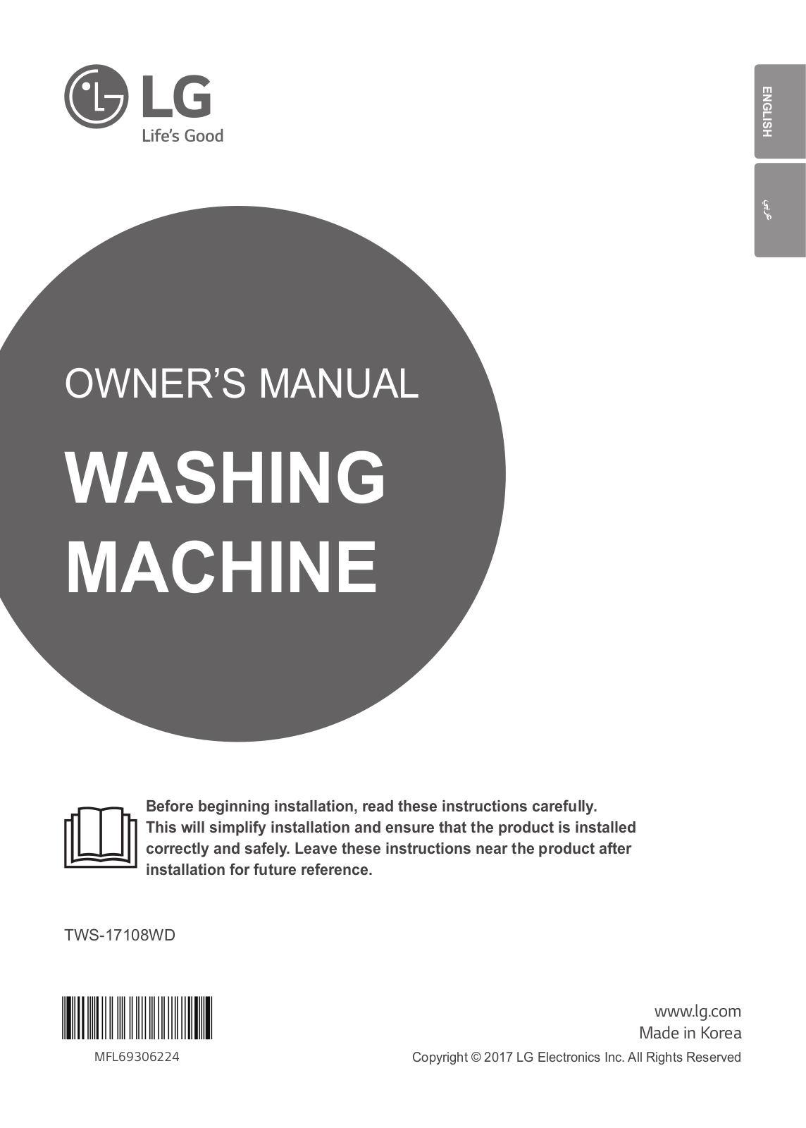 LG TWS-17108WD Owner's Manual