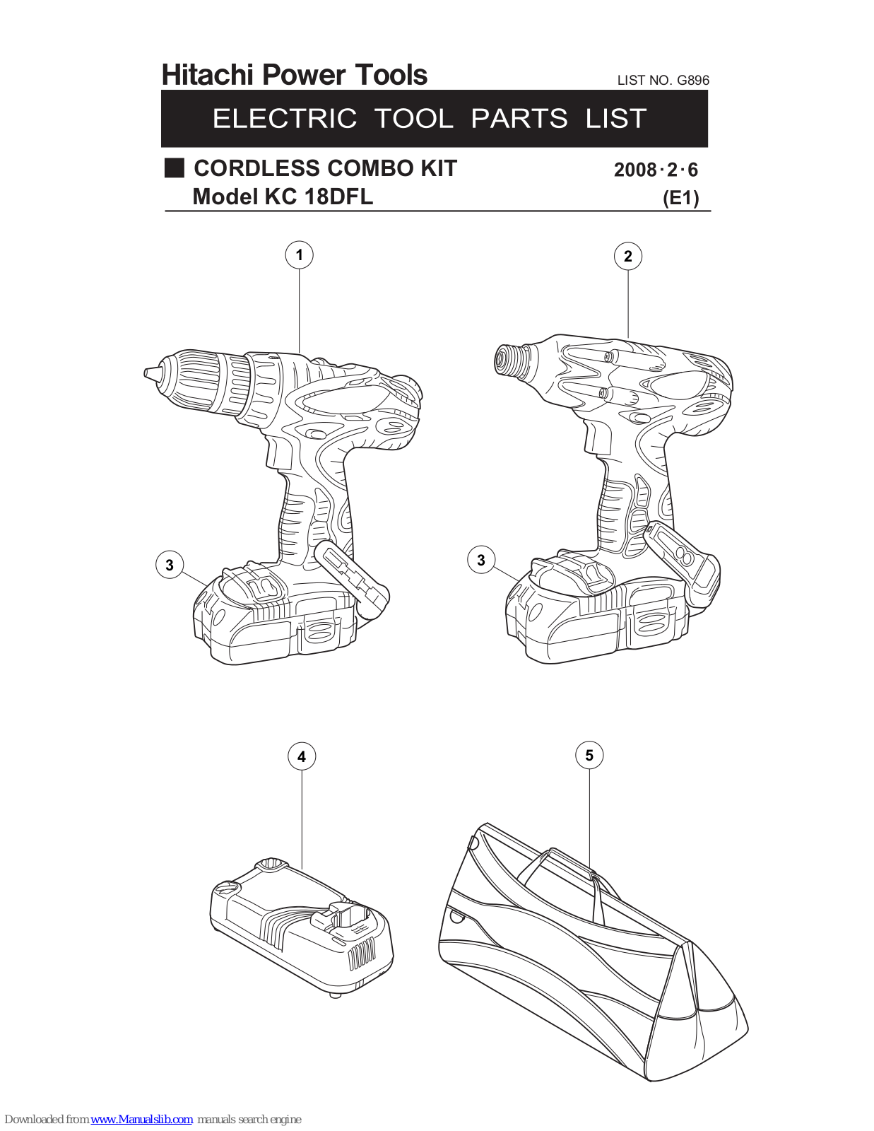 Hitachi KC18DFL Parts List