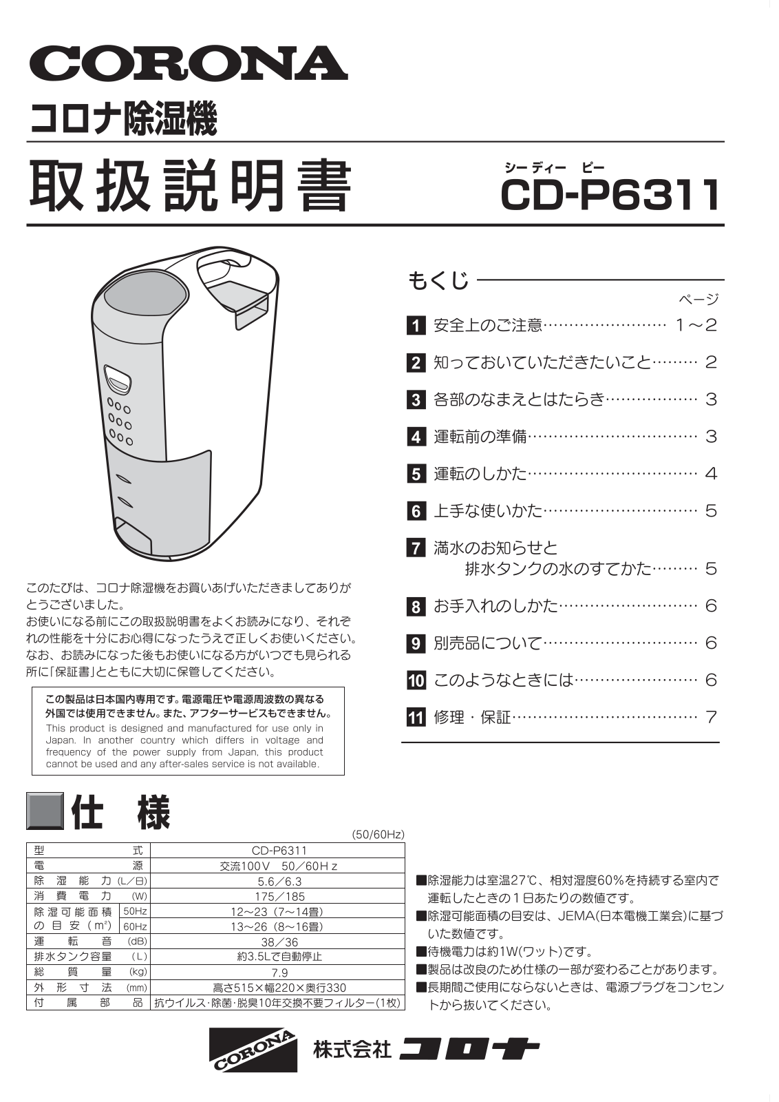 Corona CD-P6311 User guide