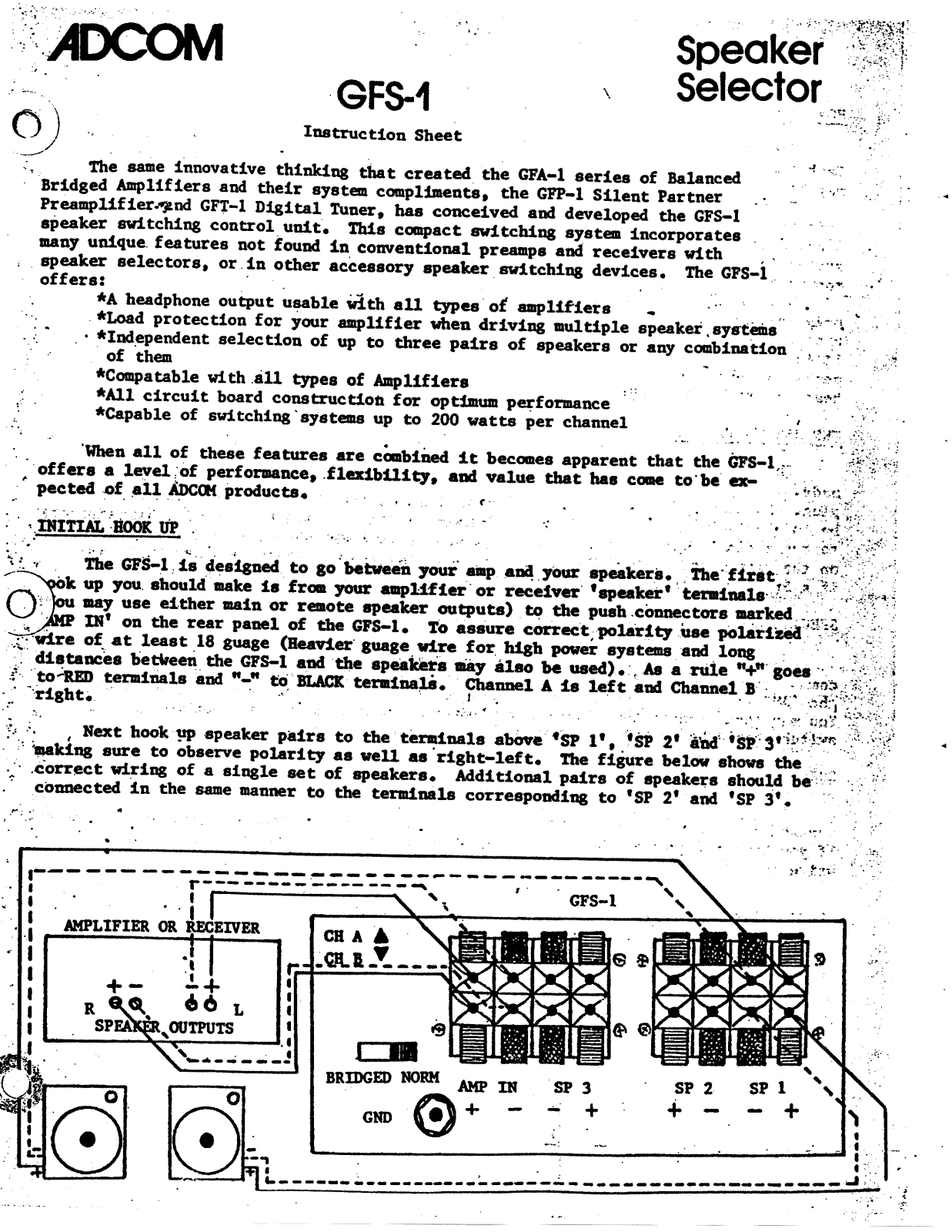 Adcom GFS-1 Owners manual