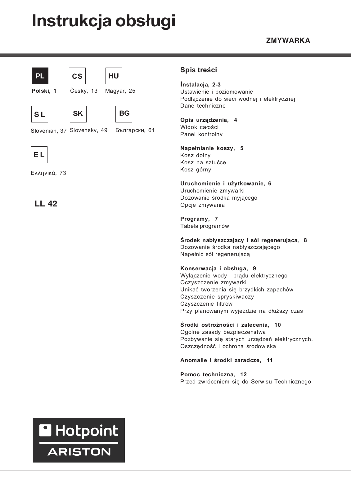 Hotpoint Ariston LL 42 EU.C/HA User Manual