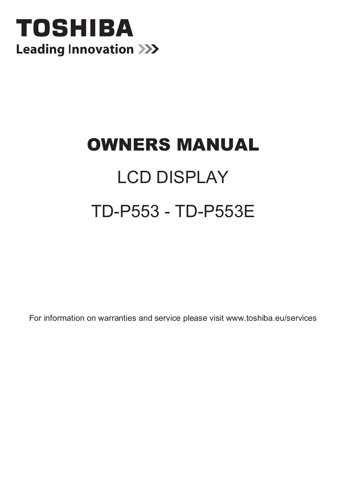 Toshiba TD-P553 User Guide