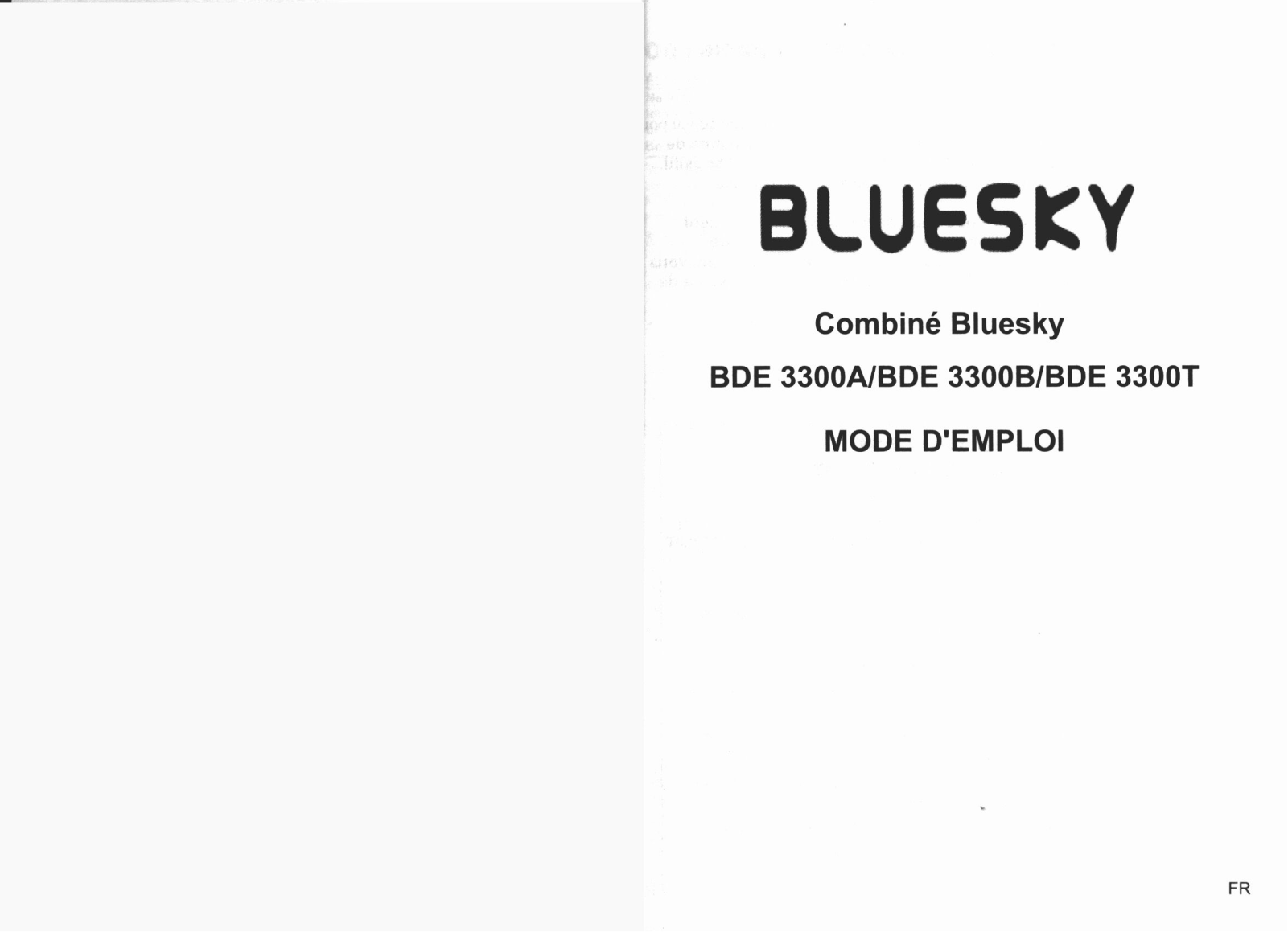 Bluesky BDE 3300B, BDE 3300T, BDE 3300A User Manual