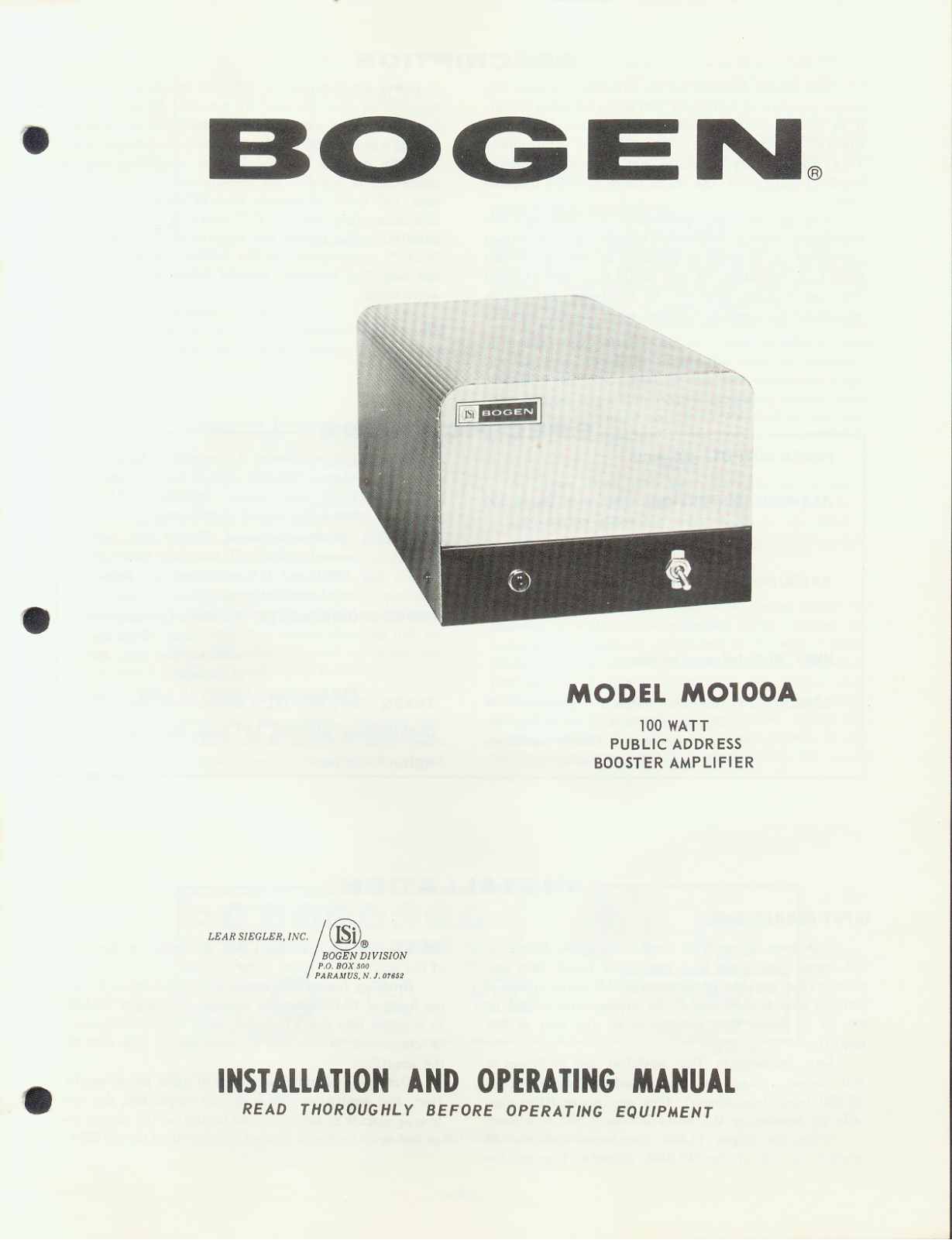 Bogen mo100a schematic