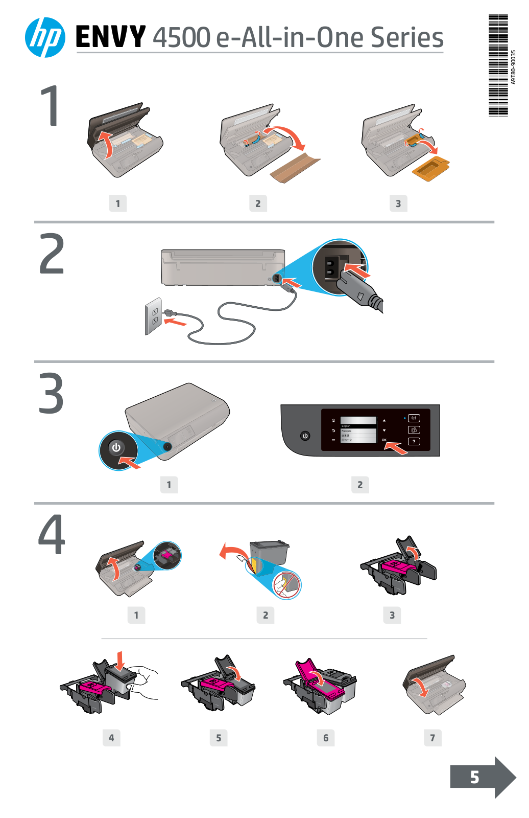 HP ENVY 4501 e, ENVY 4502 e, ENVY 4504 e, ENVY 4505 e, ENVY 4500 e Setup Poster