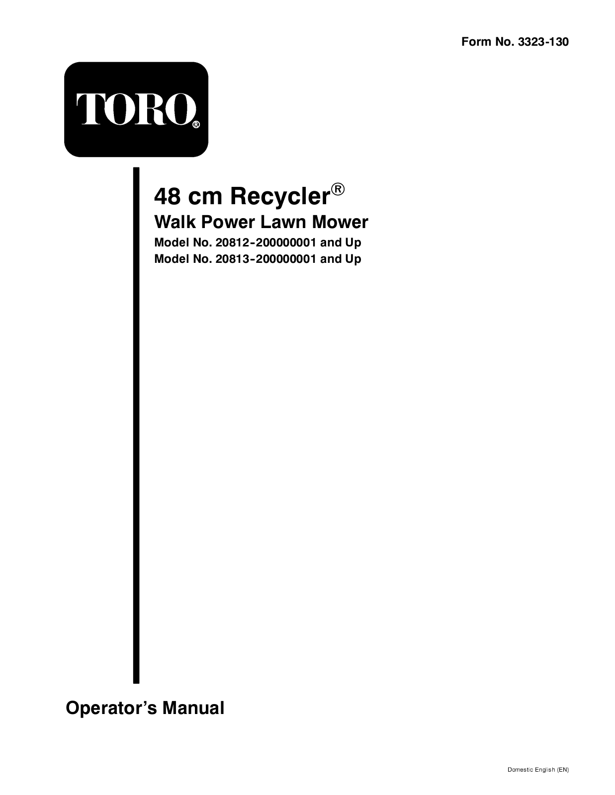 Toro 20812, 20813 Operator's Manual