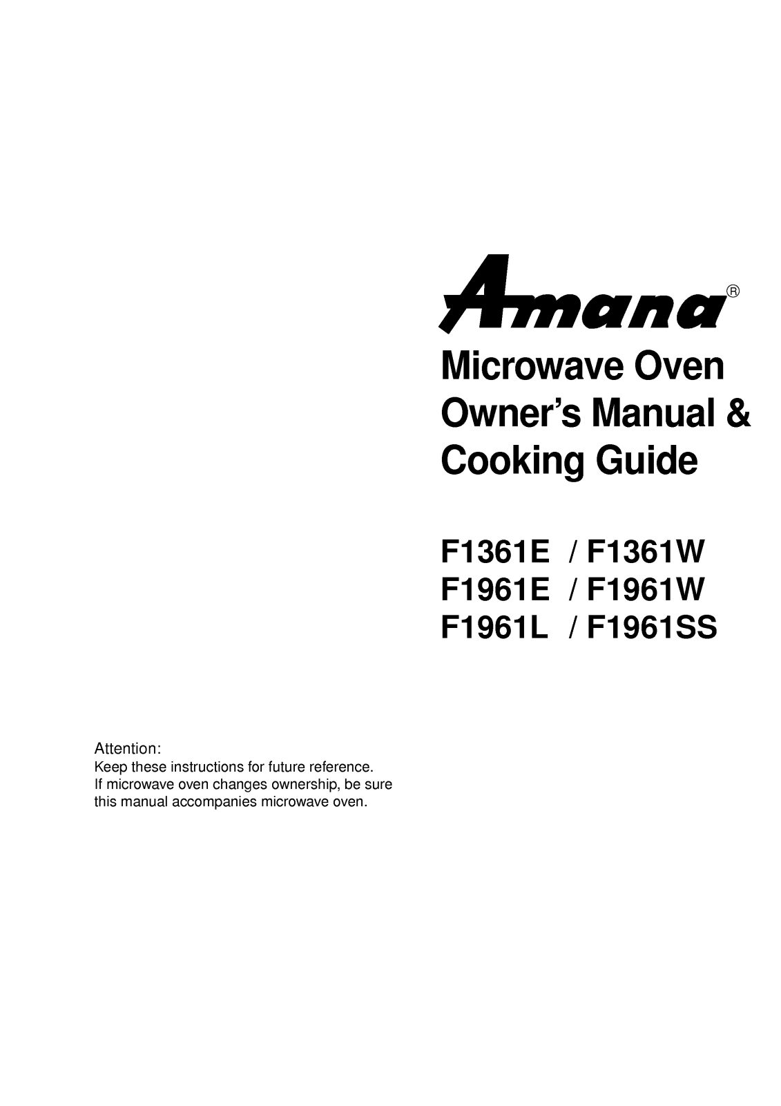 LG F1961W, F1961L, F1361E, F1361W, F1961E User Manual