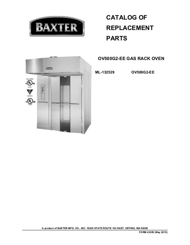 Baxter OV500G2-EE Parts List