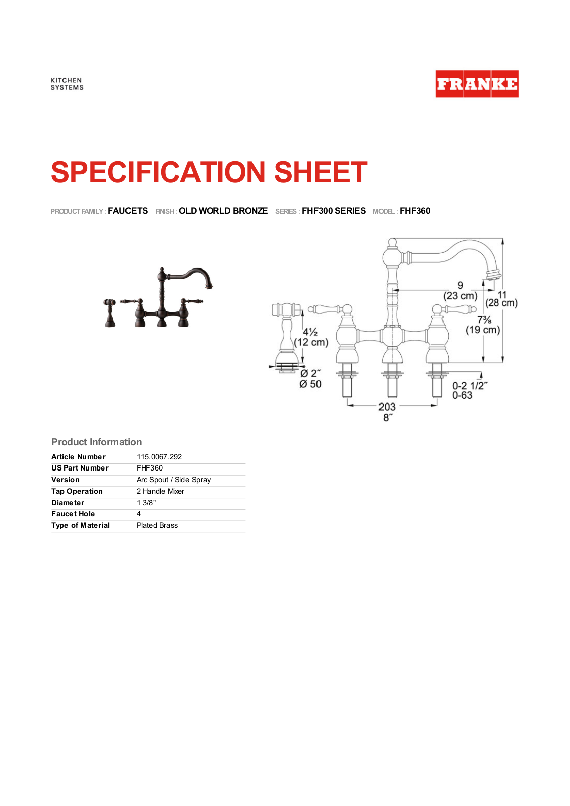 Franke Foodservice FHF360 User Manual