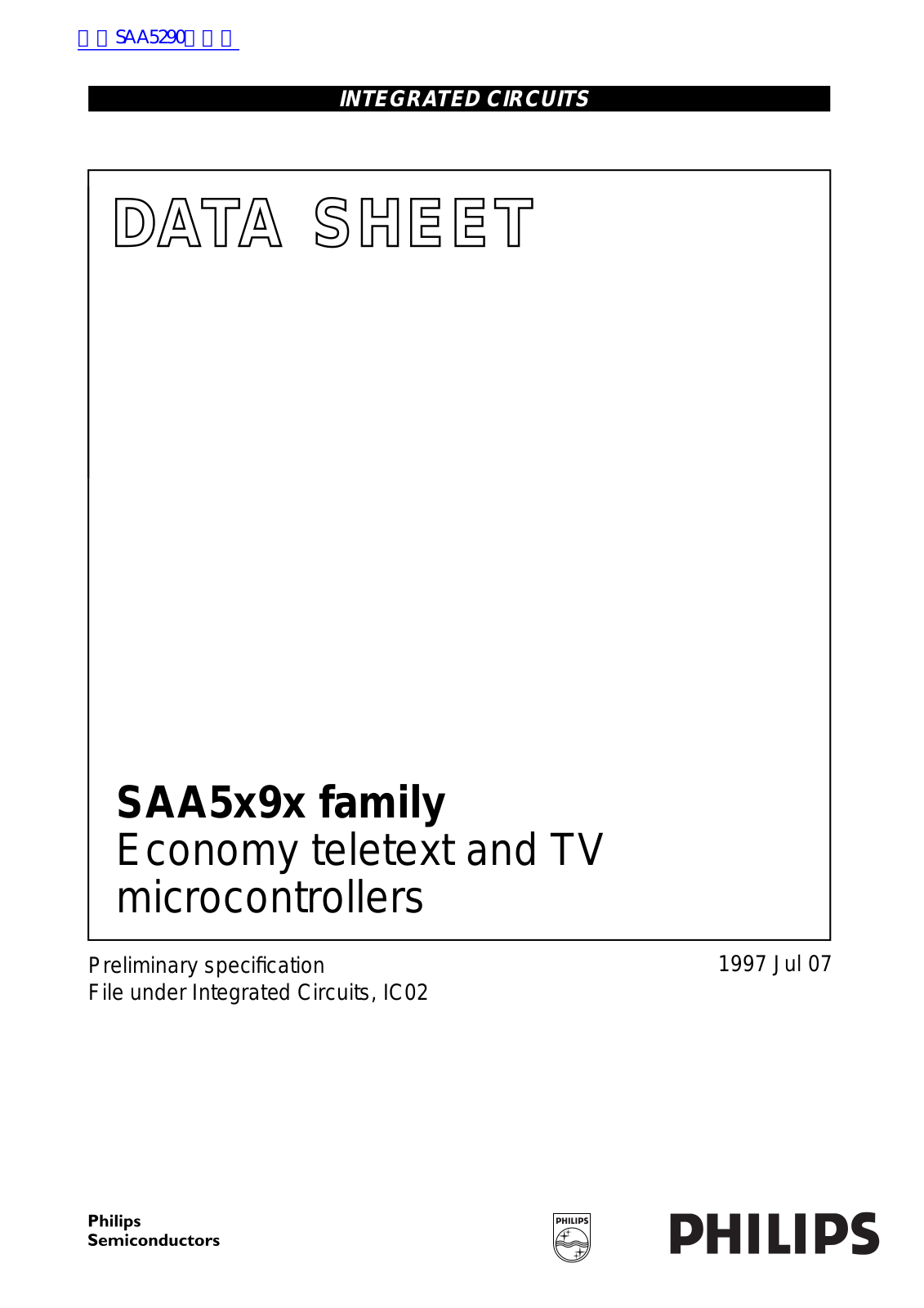 Philips SAA5290PS Technical data