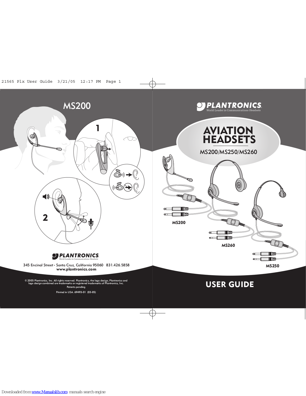 Plantronics Aviation MS200, MS250, MS260 User Manual