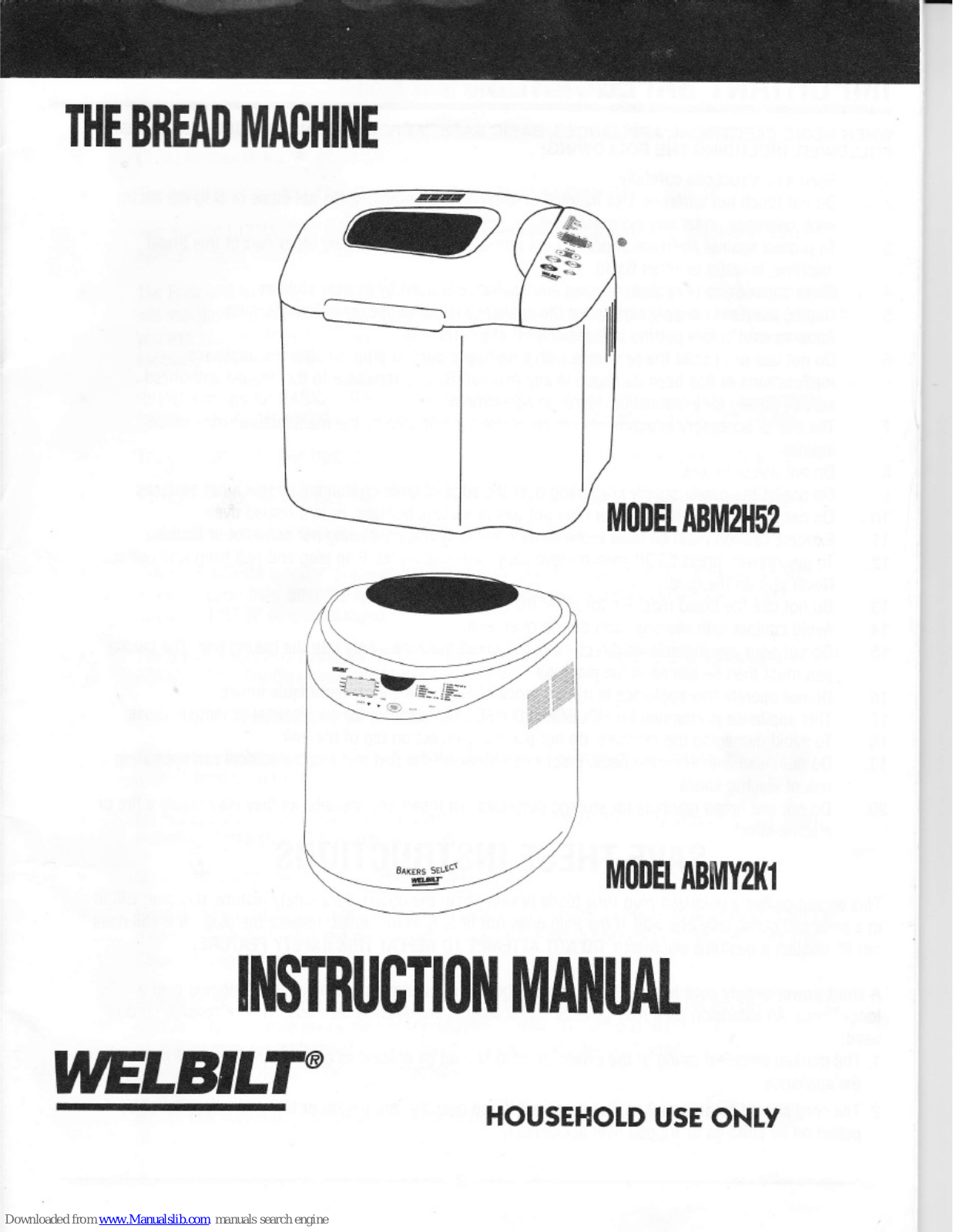 Welbilt ABMY2K1, ABM2H52 Instruction Manual