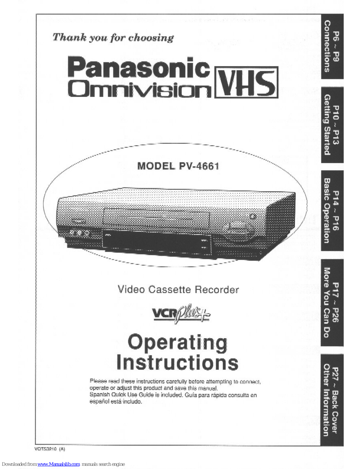 Panasonic Omnivision PV-4661 Operating Instructions Manual