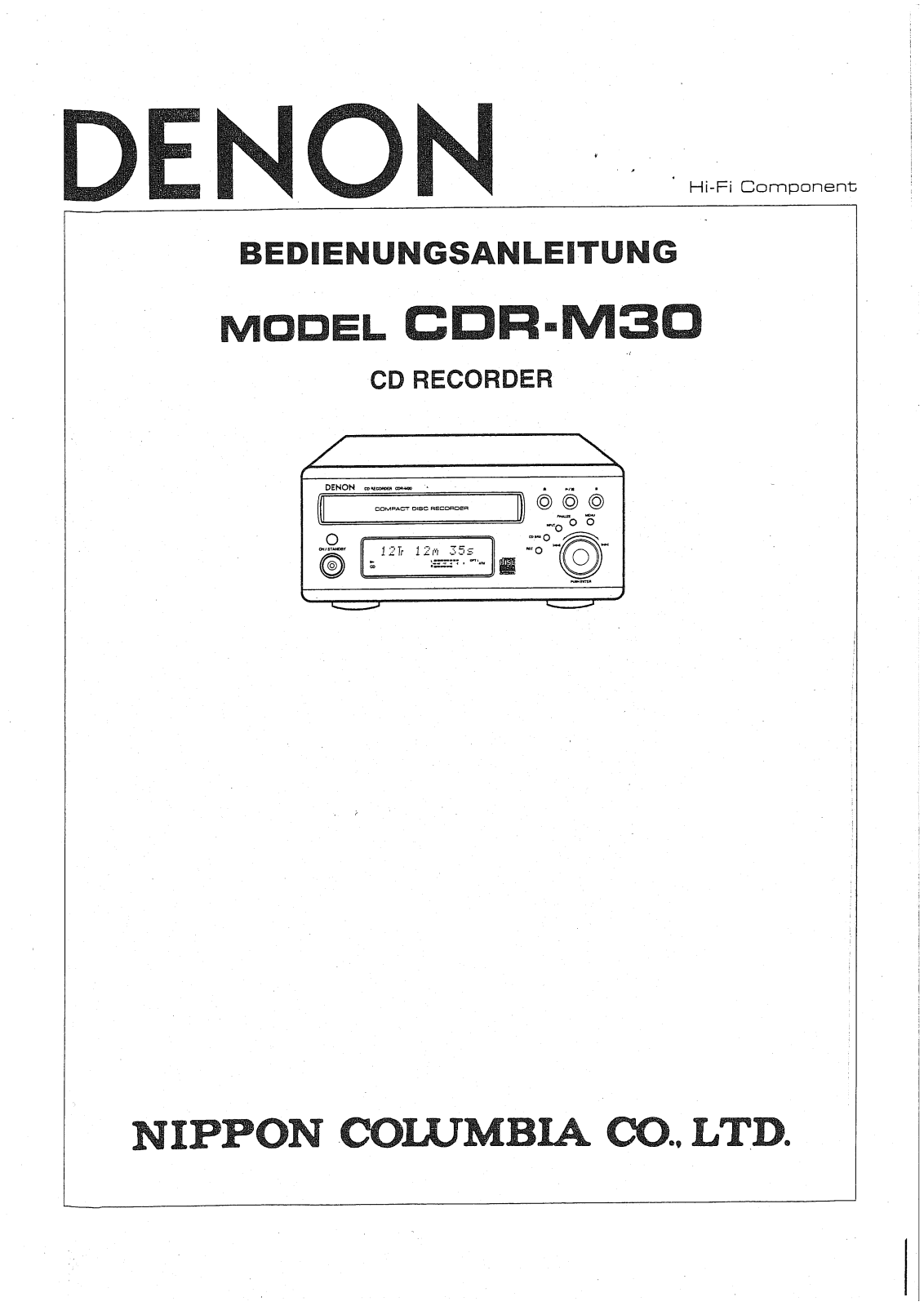 Denon CDR-M30 Operation Manual