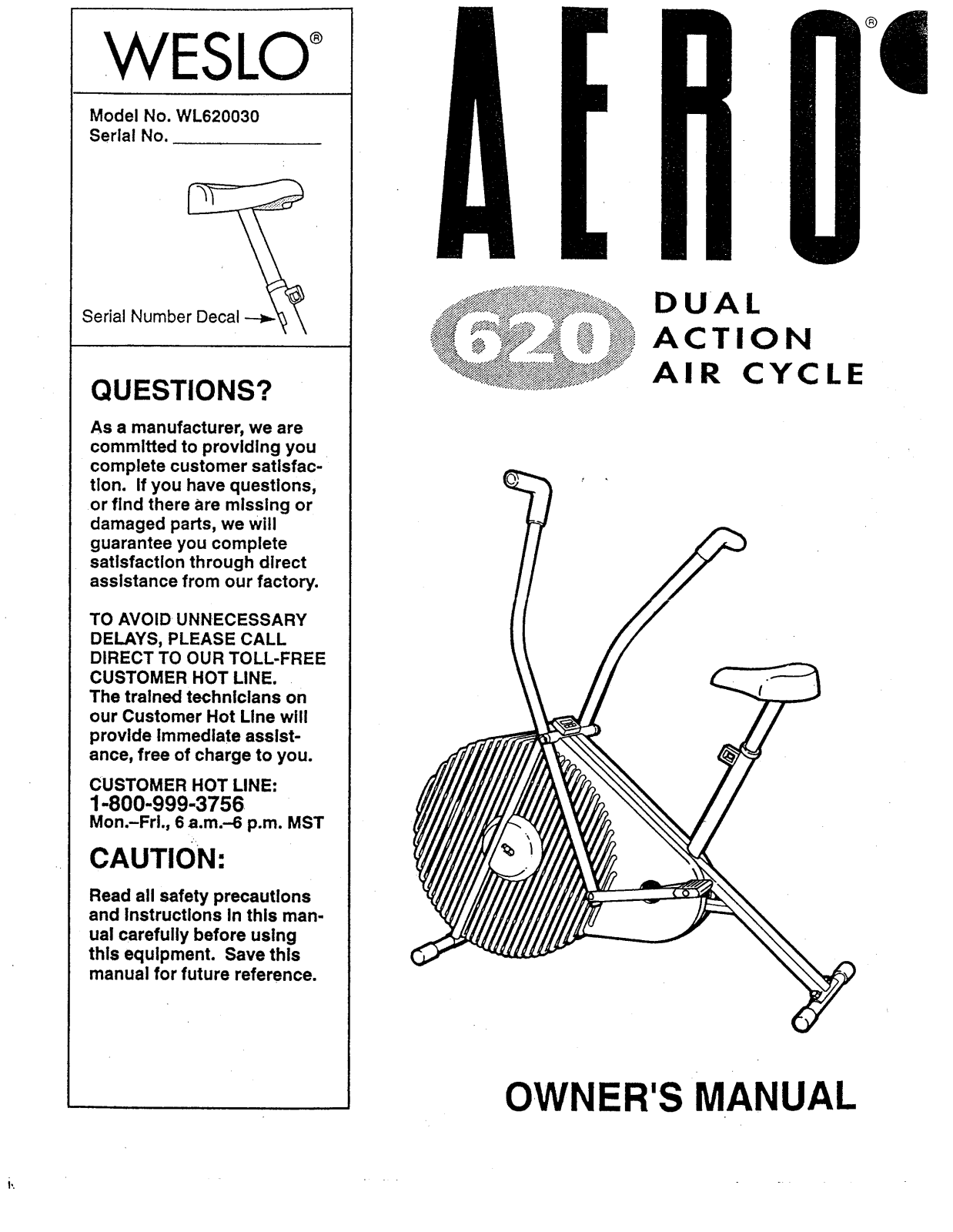 Weslo WL620030 Owner's Manual