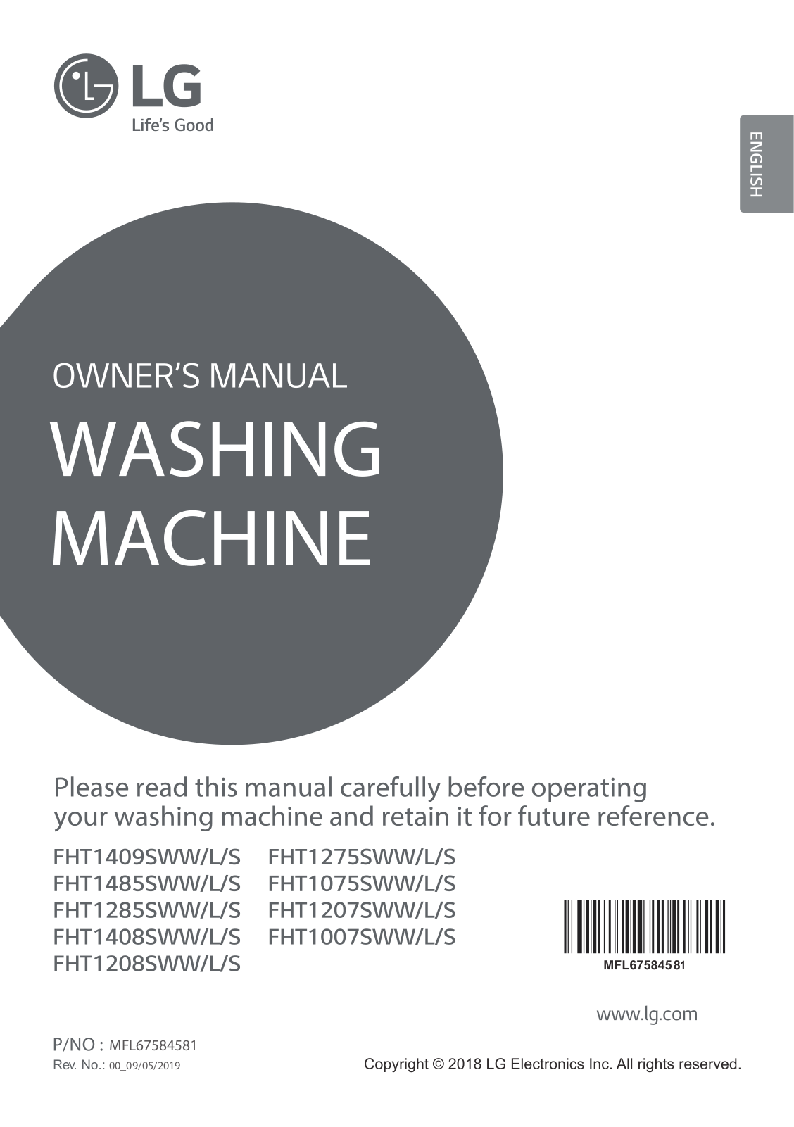 LG FHT1208SWW Owner’s Manual