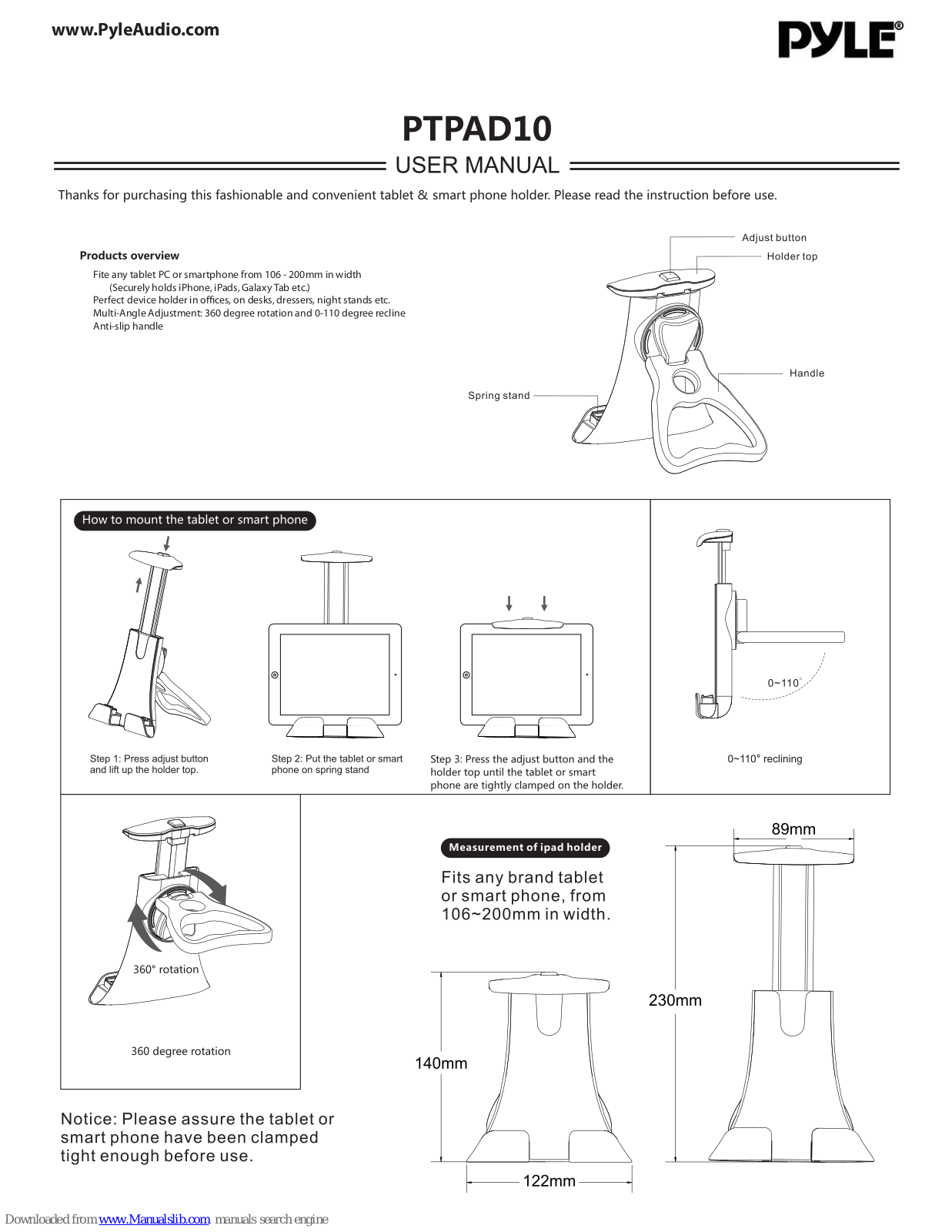 Pyle PTPAD10 User Manual - ManualMachine.com