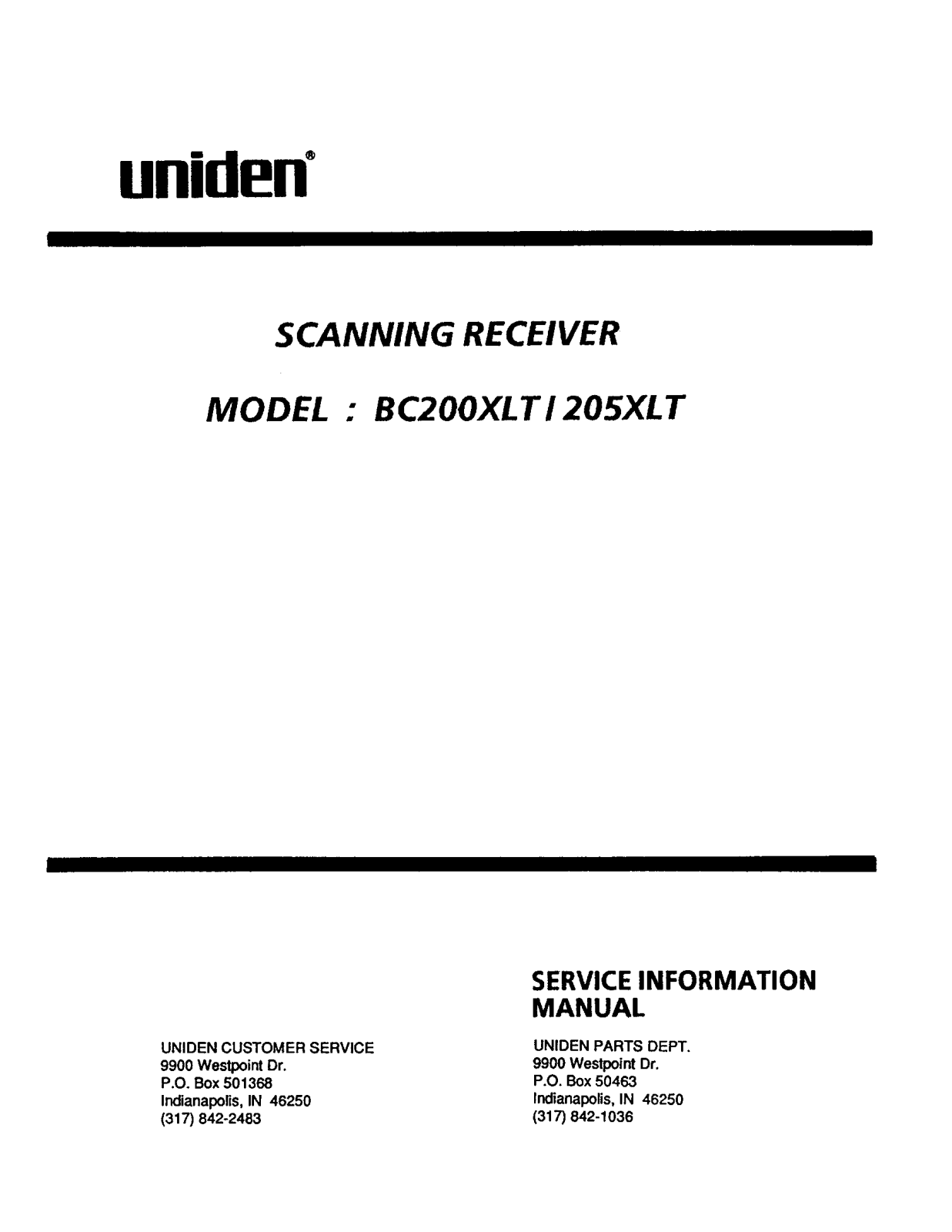 Uniden BC250XLT User Manual