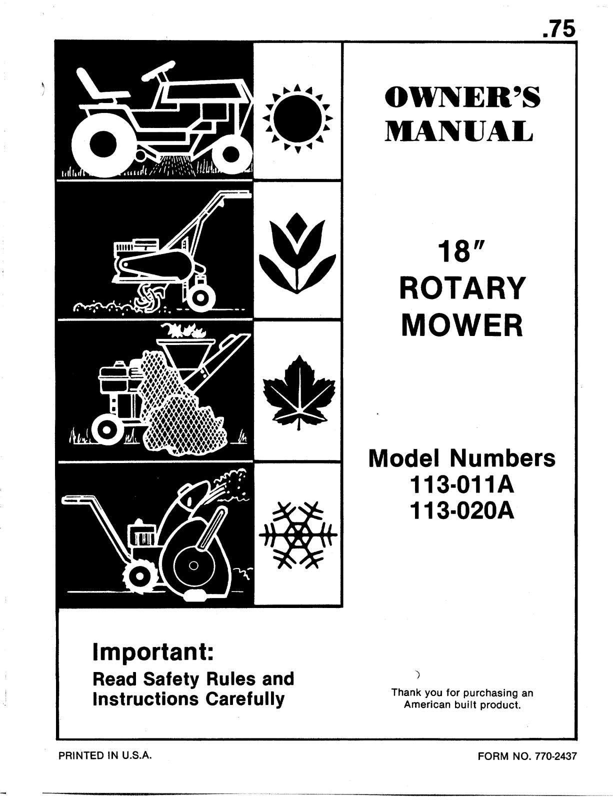 MTD 113-020A User Manual