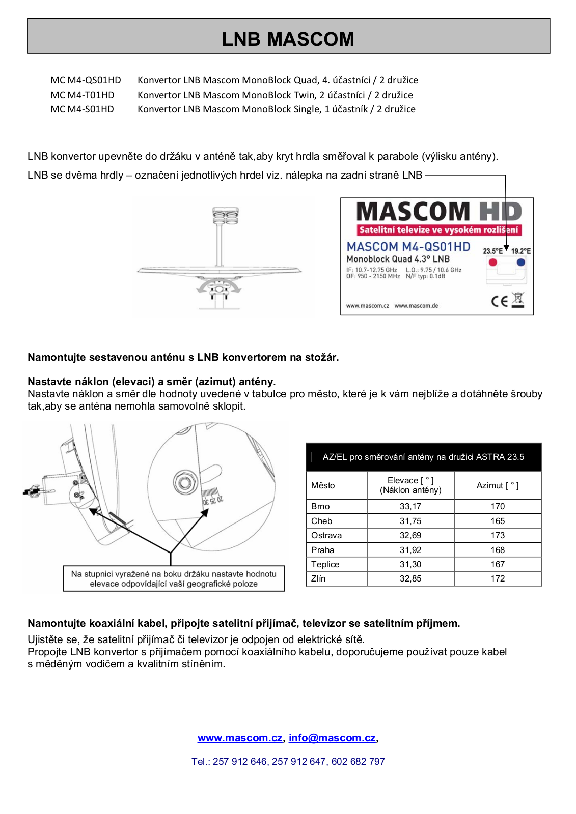 Mascom LNB-MCM4T01HD, LNB-MCM4S01HD, LNB-MCM4QS01HD User Manual