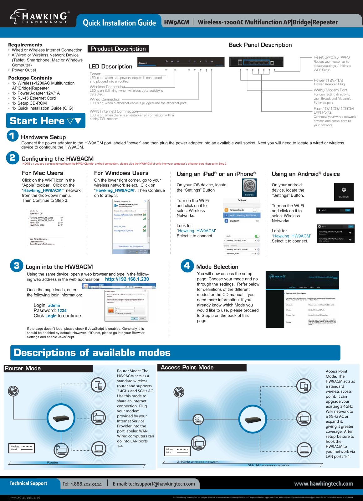 Hawking HW9ACM Quick Install Guide