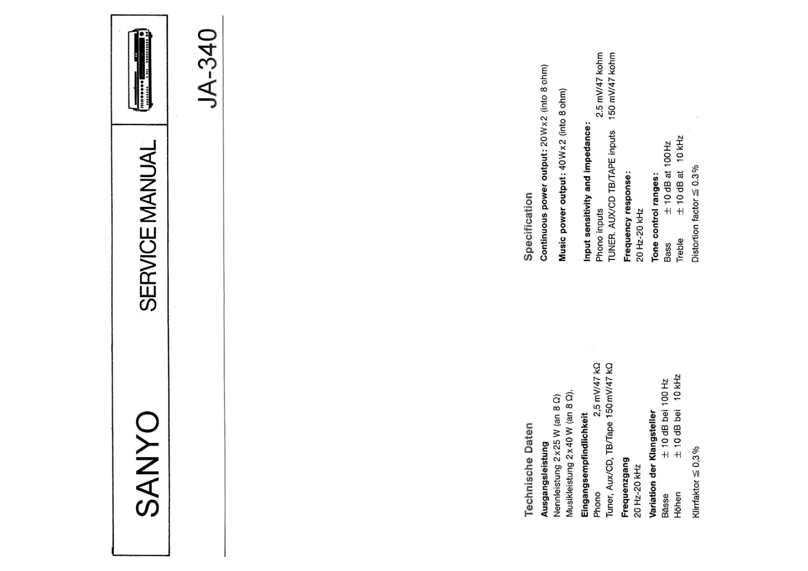 Sanyo JA-340 Schematic