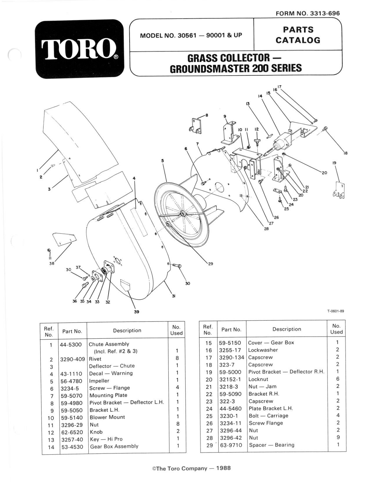 Toro 30561 Parts Catalogue