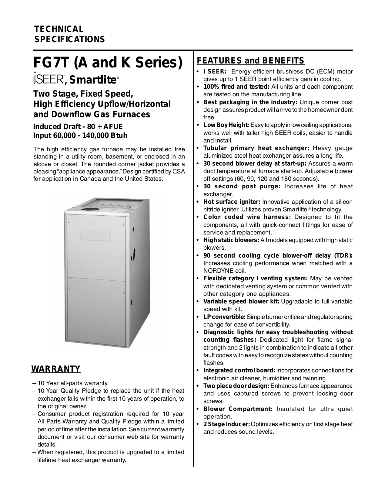 Nordyne FG7T User Manual