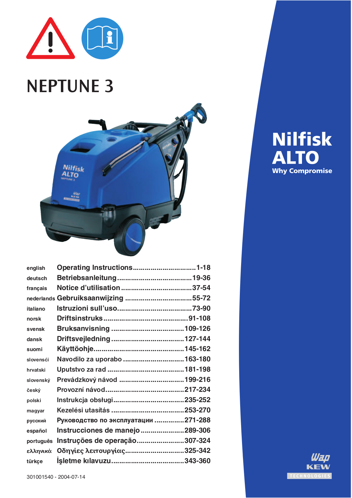 Nilfisk NEPTUNE 3 User Manual