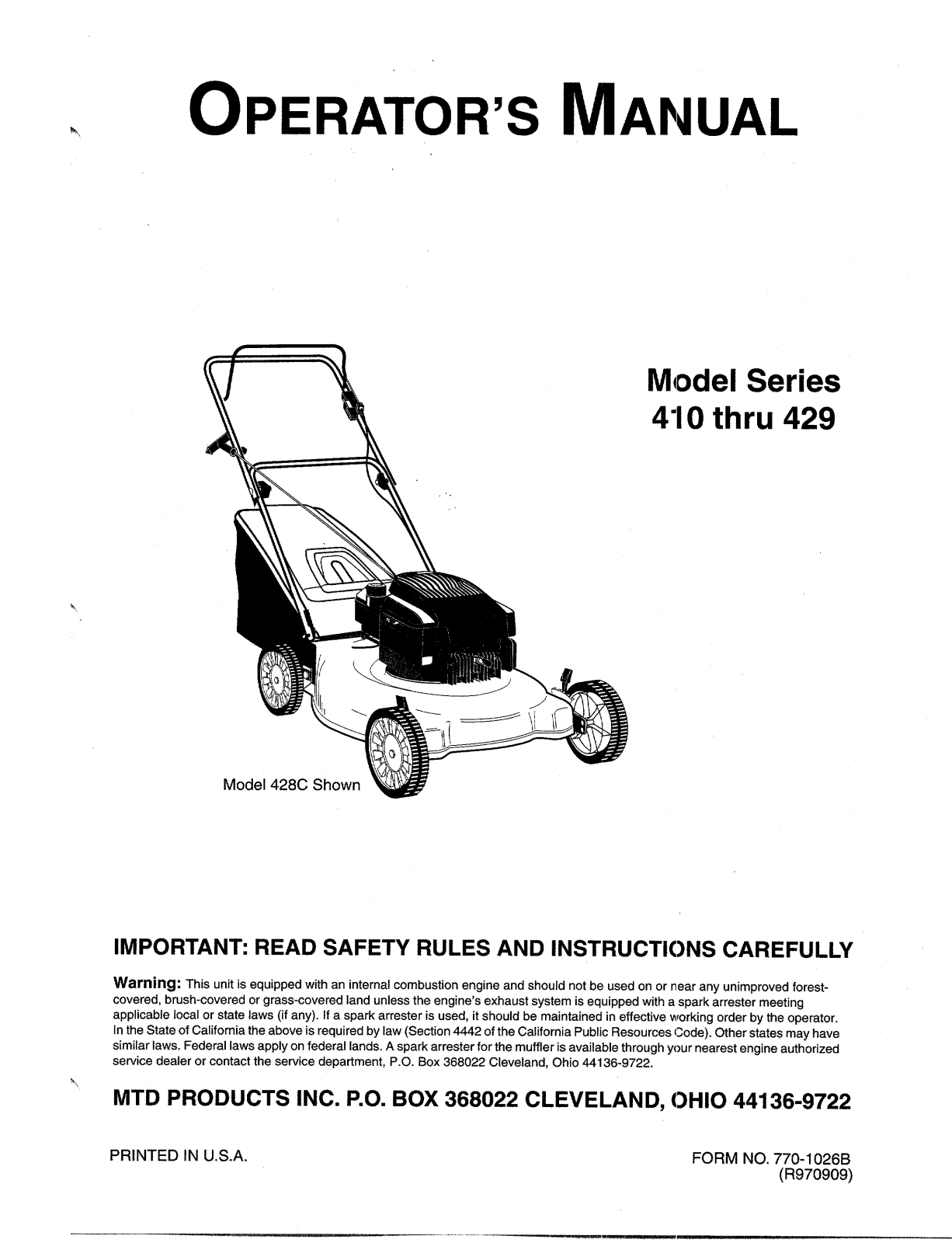 MTD 429 User Manual