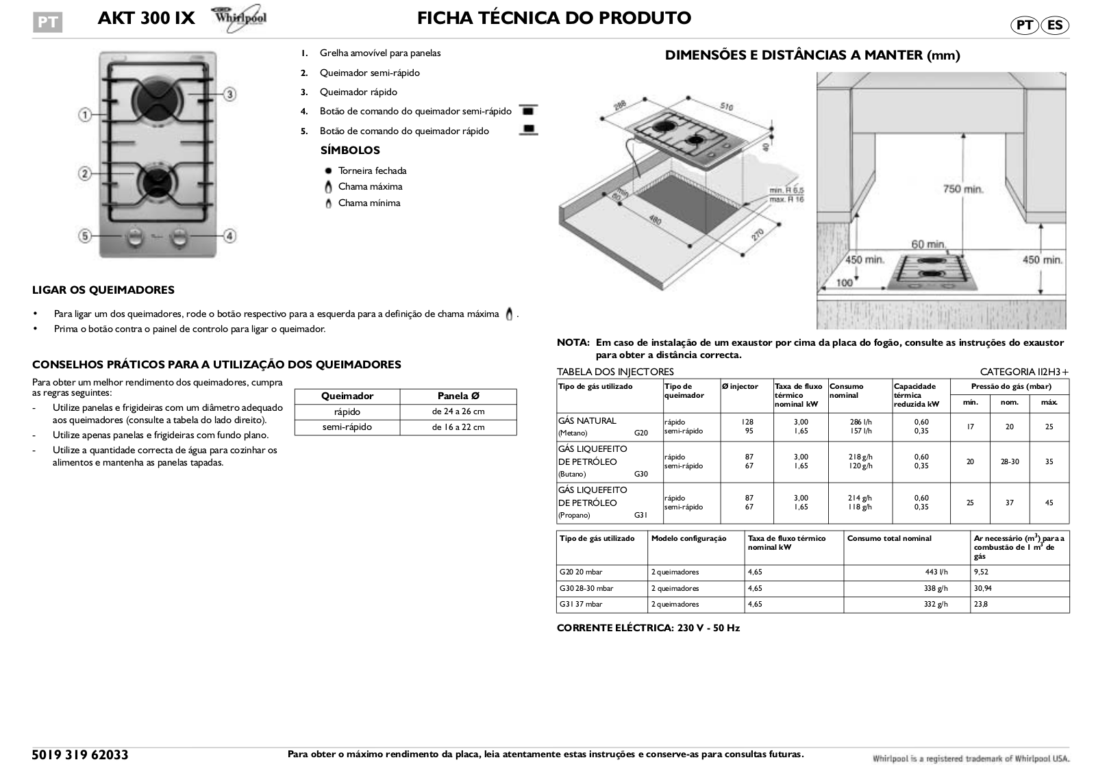 Whirlpool AKT 300/IX INSTRUCTION FOR USE