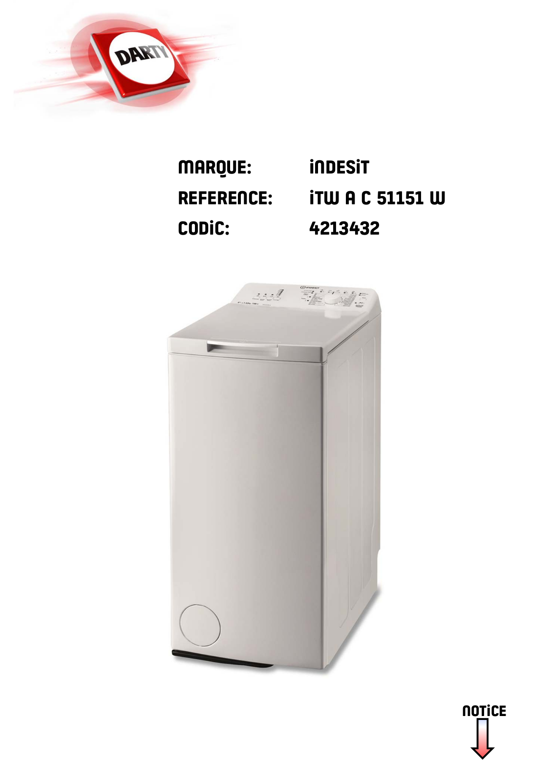 INDESIT ITWA51151W(FR) User Manual