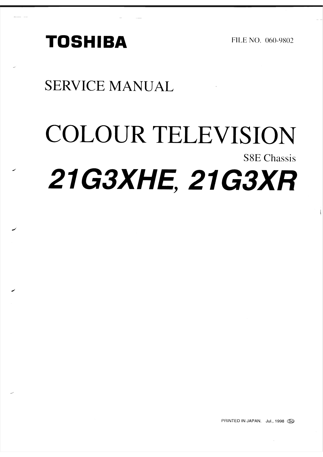 Toshiba 21G3XR, 21G3XHE User Manual