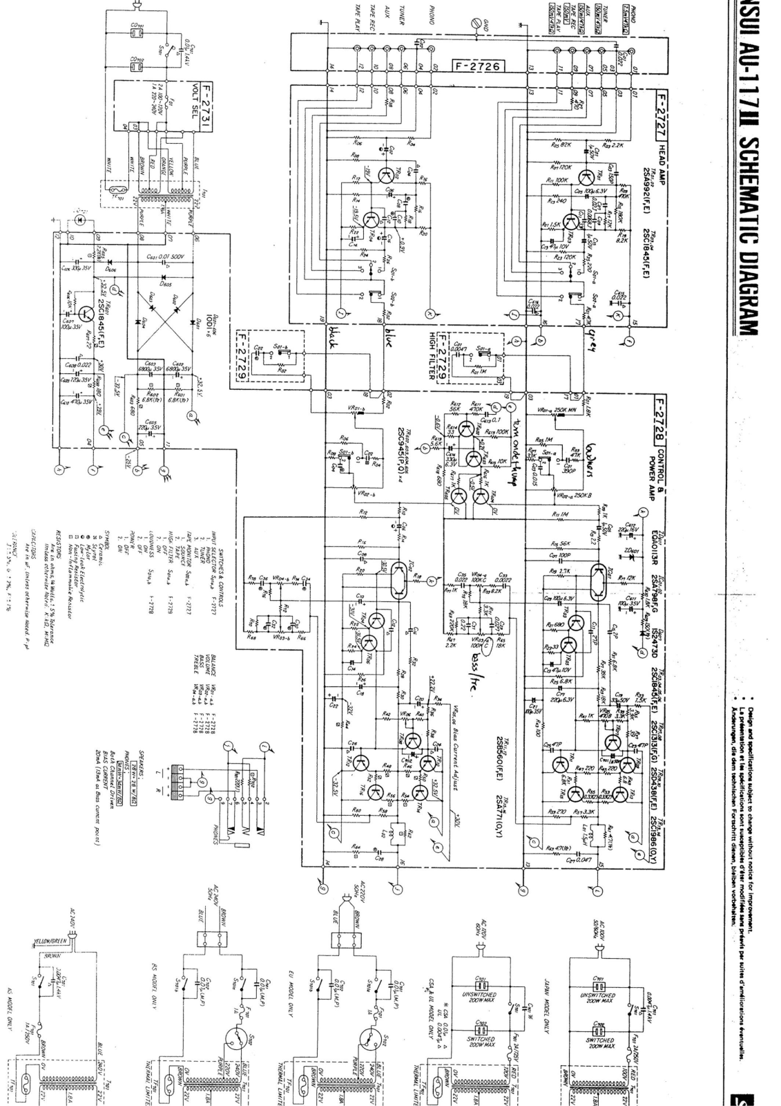 Sansui au117II Schematic