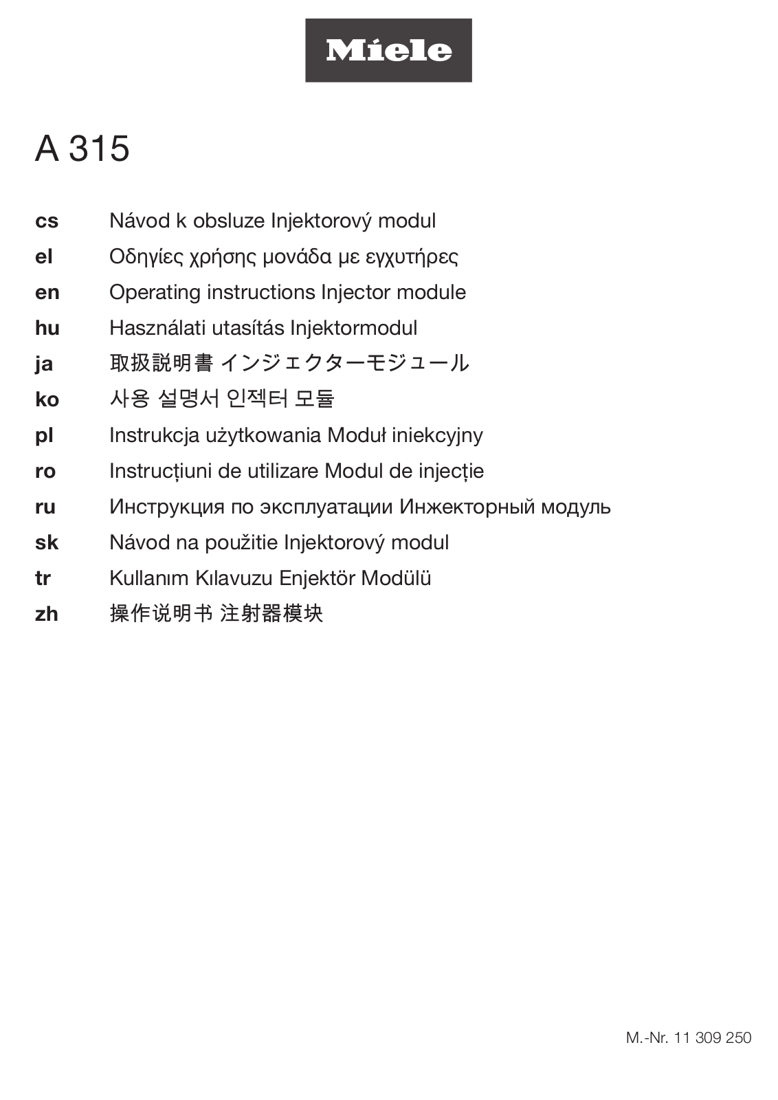 Miele A 315 Operating instructions