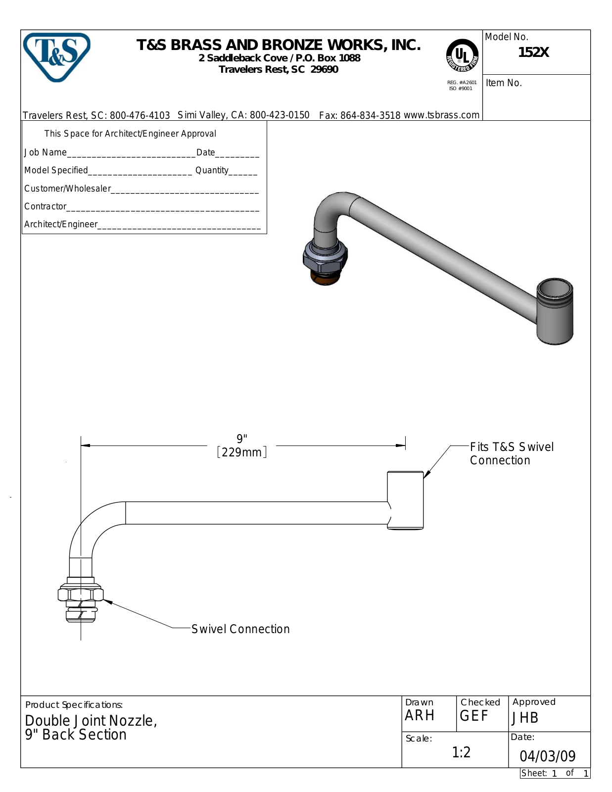 T&S Brass 152X User Manual - ManualMachine.com