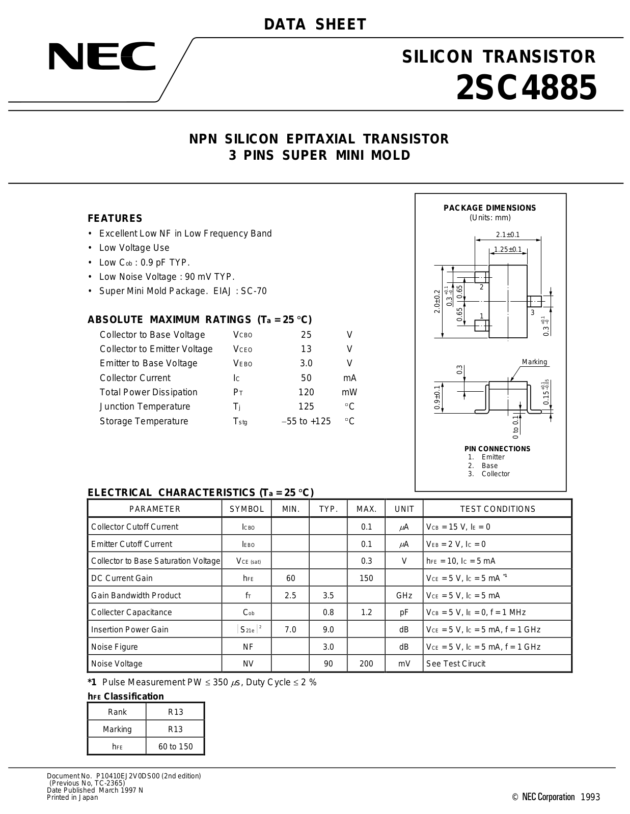 NEC 2SC4885 Datasheet