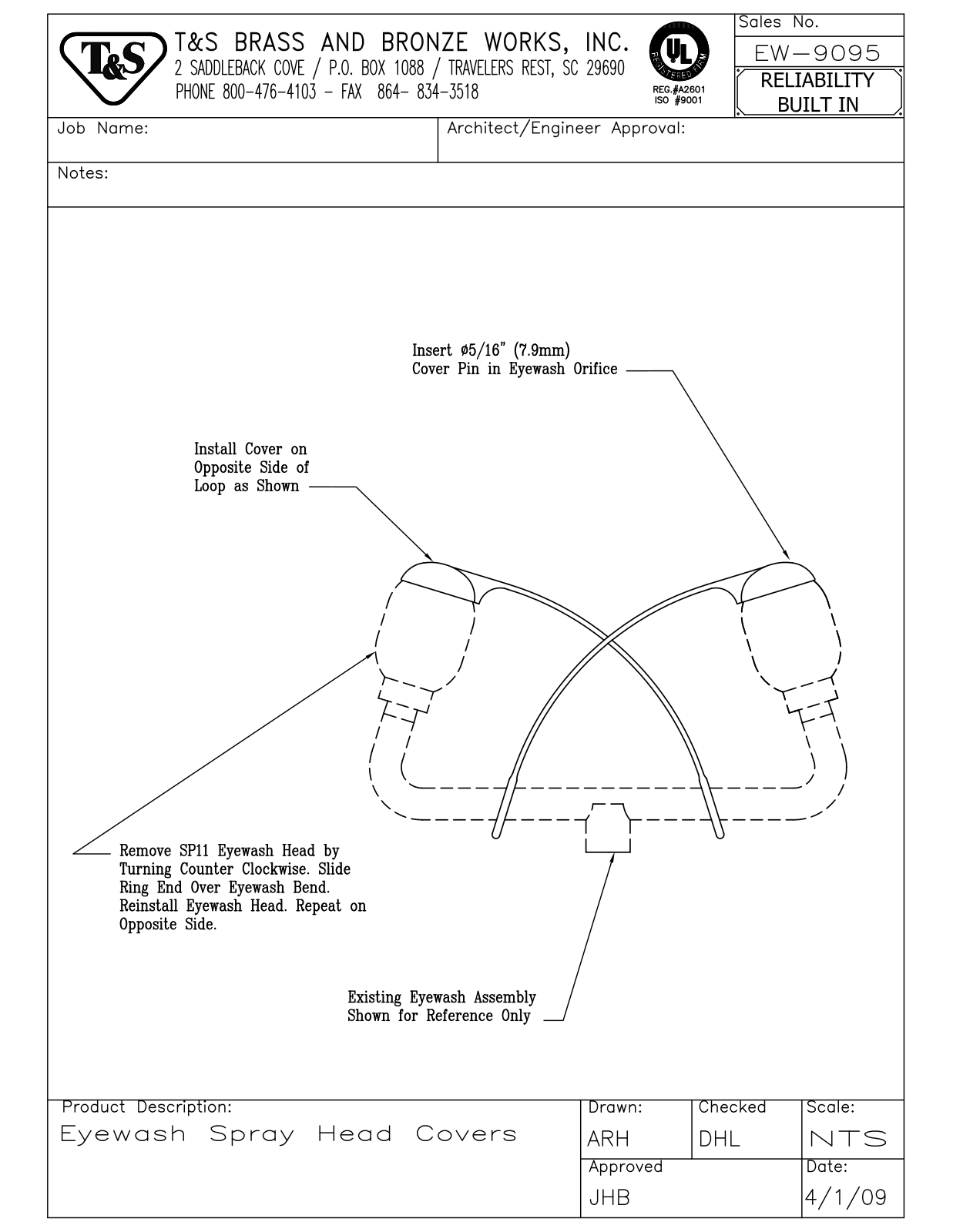 T&S Brass EW-9095 User Manual