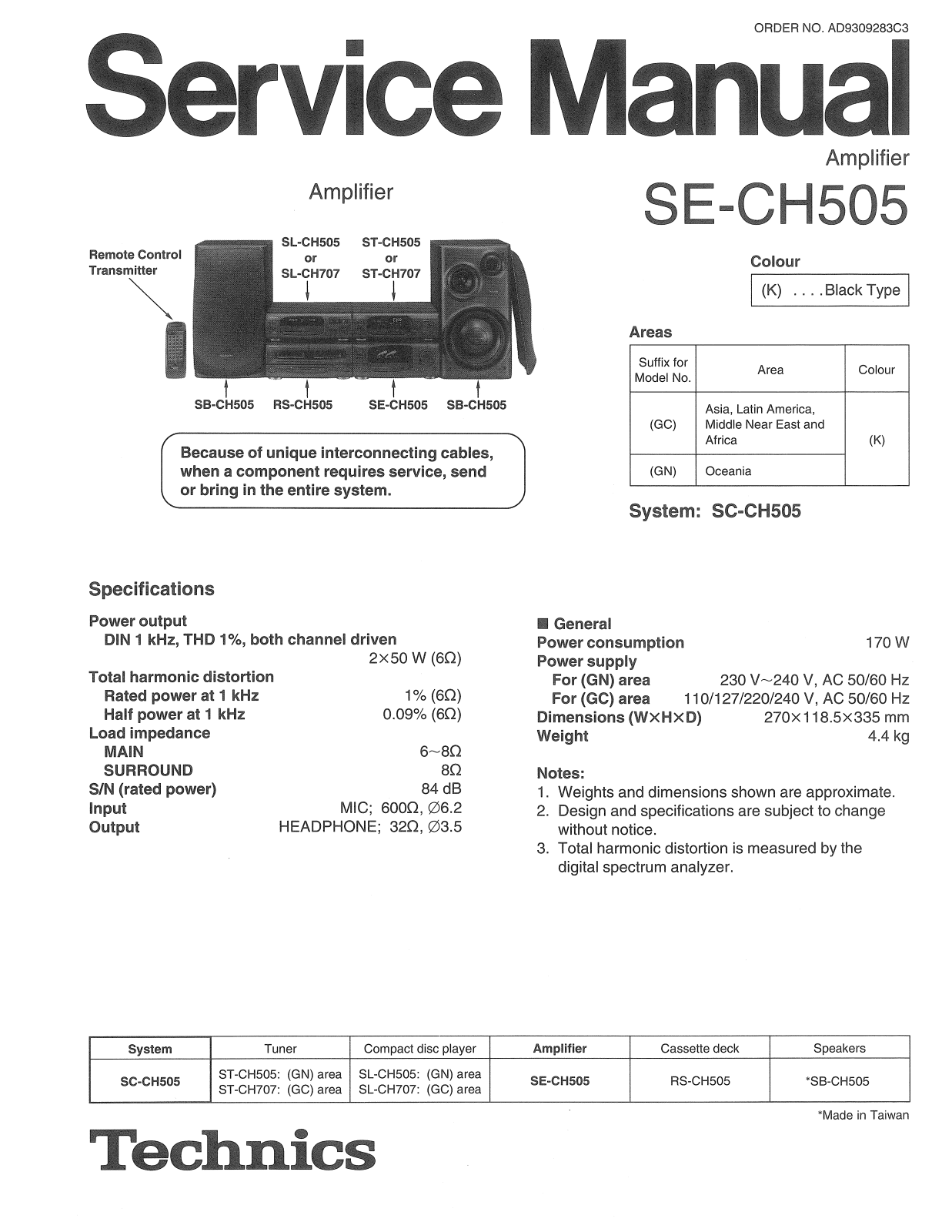 Technics SECH-505 Service manual