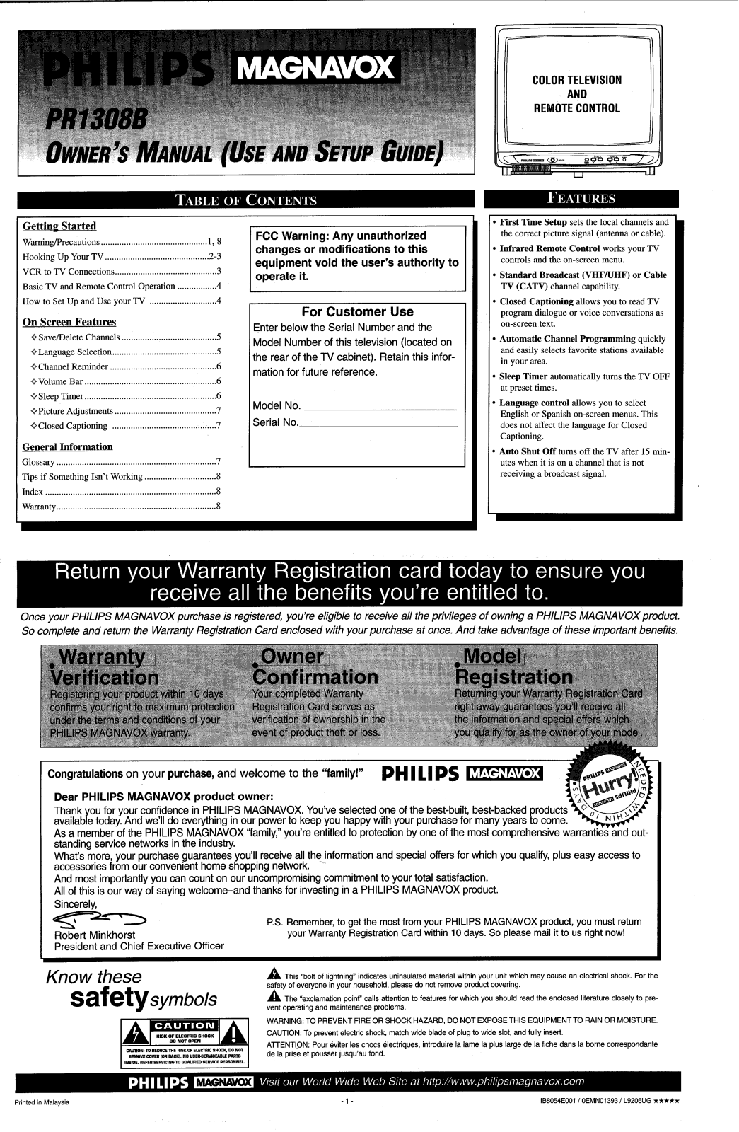 Philips PR1308C User Manual