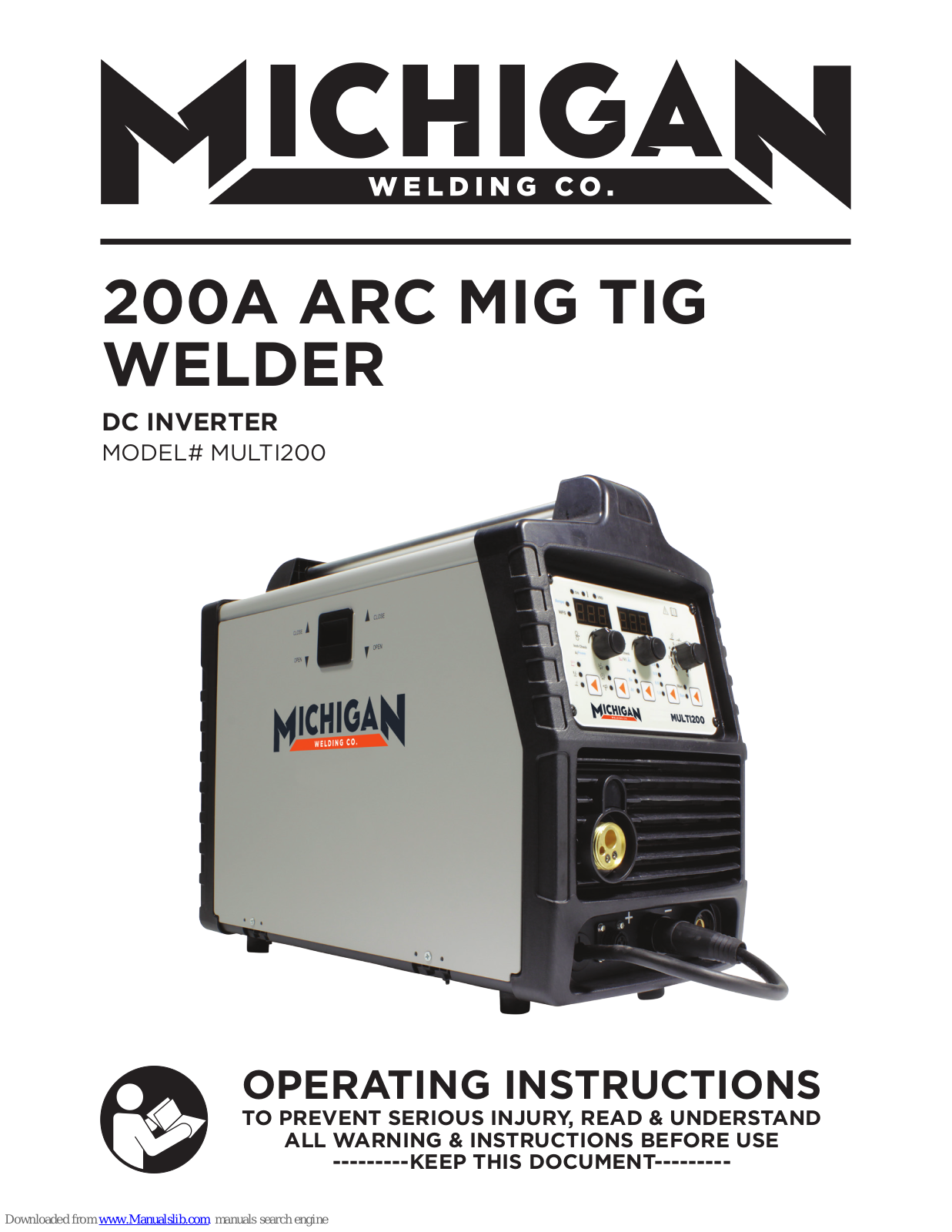 Michigan Welding MULTI200 Operating Instructions Manual - ManualMachine.com